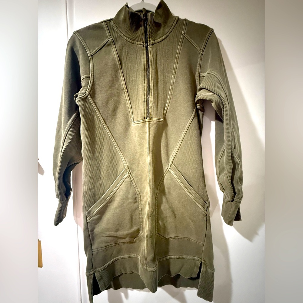 Free People Olive Green long tunic sweatshirt